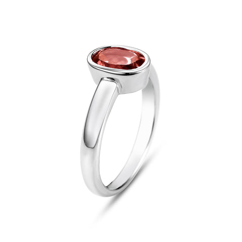 14K White Gold Bezel Set Garnet Ring - Isaac Westman - 3 14K White Gold Bezel Set Garnet Ring - Isaac Westman - 3