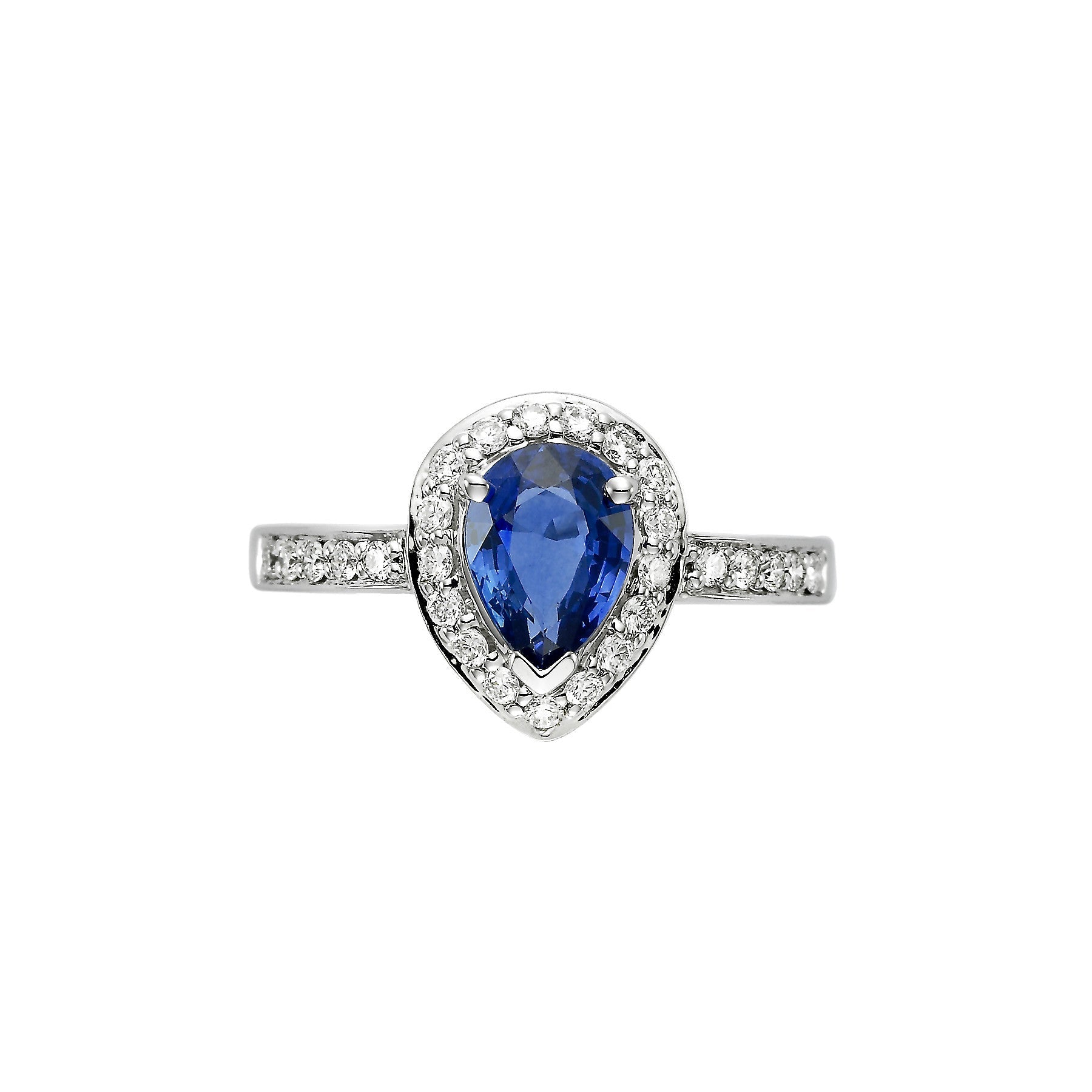 Pear Shaped Blue Sapphire and Diamond Ring - Isaac Westman - 2 Pear Shaped Blue Sapphire and Diamond Ring - Isaac Westman - 2