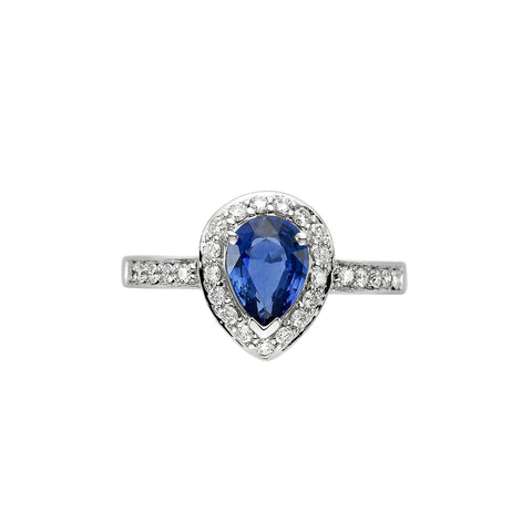 Pear Shaped Blue Sapphire and Diamond Ring - Isaac Westman - 2 Pear Shaped Blue Sapphire and Diamond Ring - Isaac Westman - 2