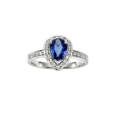 Pear Shaped Blue Sapphire and Diamond Ring - Isaac Westman - 1 Pear Shaped Blue Sapphire and Diamond Ring - Isaac Westman - 1