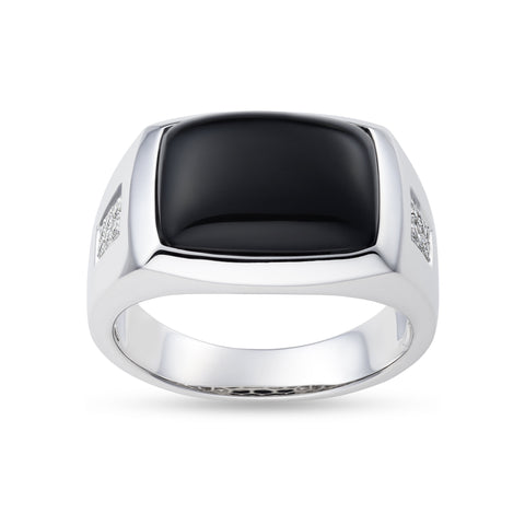 Mens Black Onyx & Diamond Signet Ring Mens Black Onyx & Diamond Signet Ring