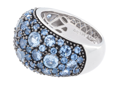 Rhodium Plated 925 Sterling Silver Fashion Ring With Blue Spinel Stones - Isaac Westman - 2 Rhodium Plated 925 Sterling Silver Fashion Ring With Blue Spinel Stones - Isaac Westman - 2