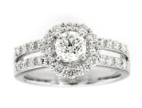 Platinum Round Brilliant Diamond Halo Engagement Ring Platinum Round Brilliant Diamond Halo Engagement Ring