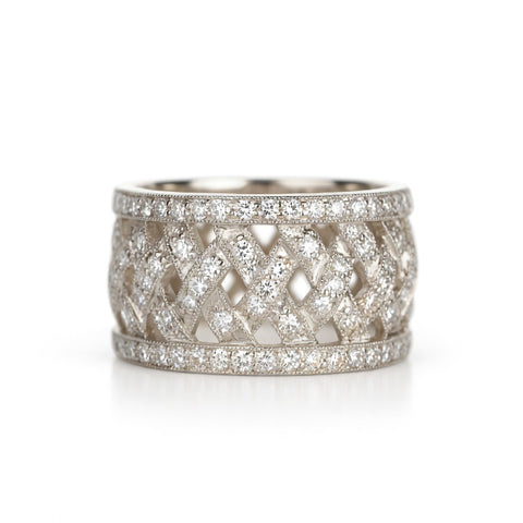 Luminance 18K white gold diamond ring with sparkling 0.83 carat diamonds, crafted by ISAAC WESTMAN®.