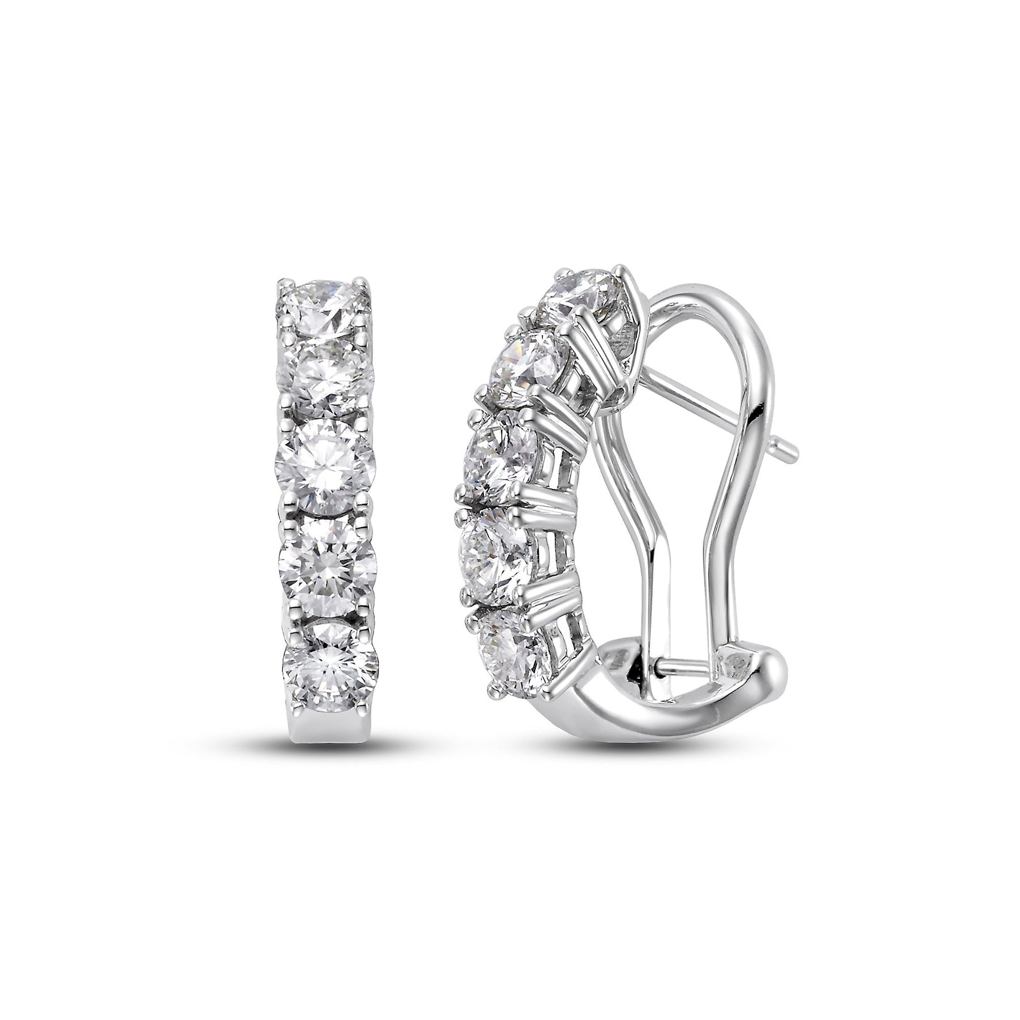 Isaac Westman® diamond huggie earrings with 1-50 carats of sparkling diamonds, showcasing elegant, small hoop jewelry.