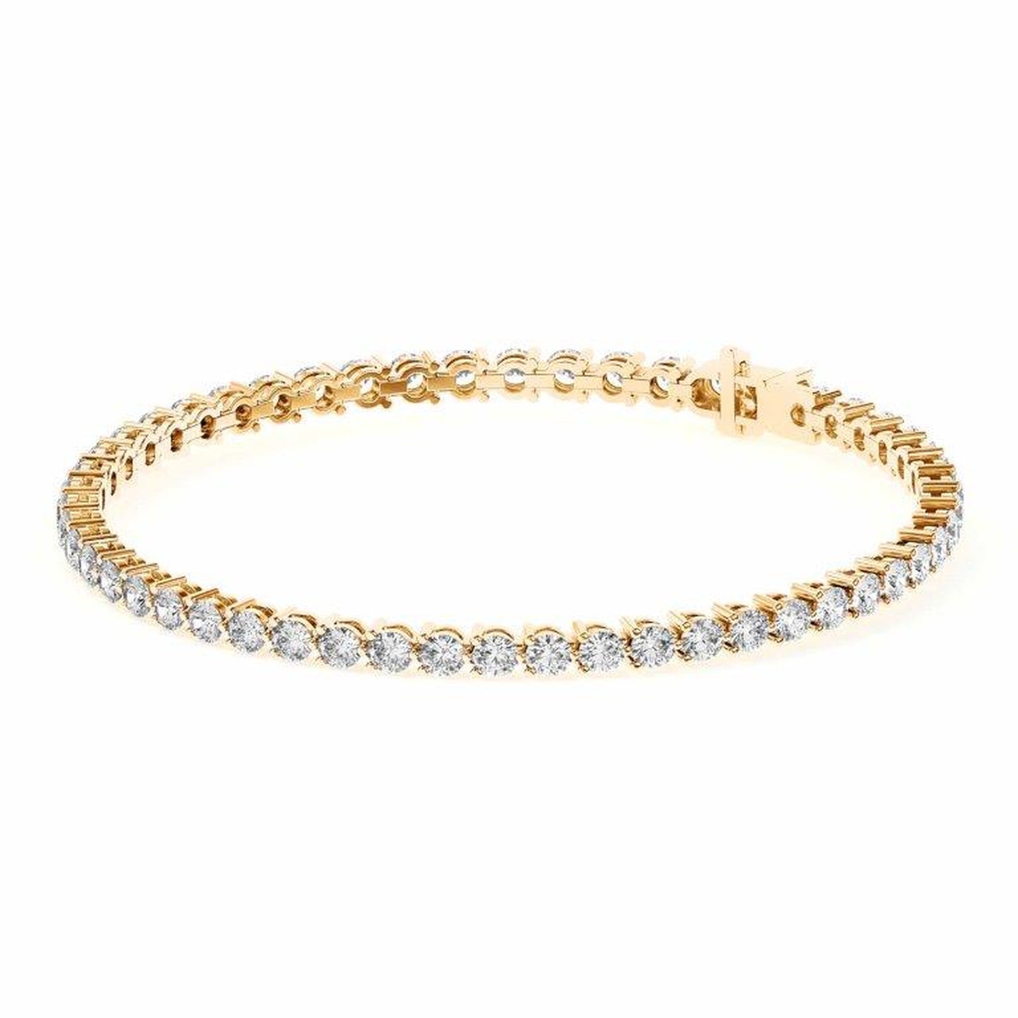 Diamond tennis bracelet with 5 carats total weight featuring three prong setting, crafted by ISAAC WESTMAN®.