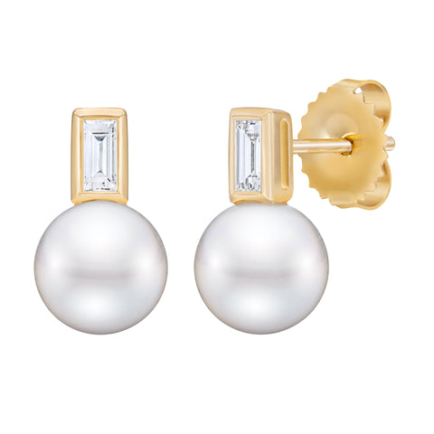 Diamond & Freshwater Pearl Earrings