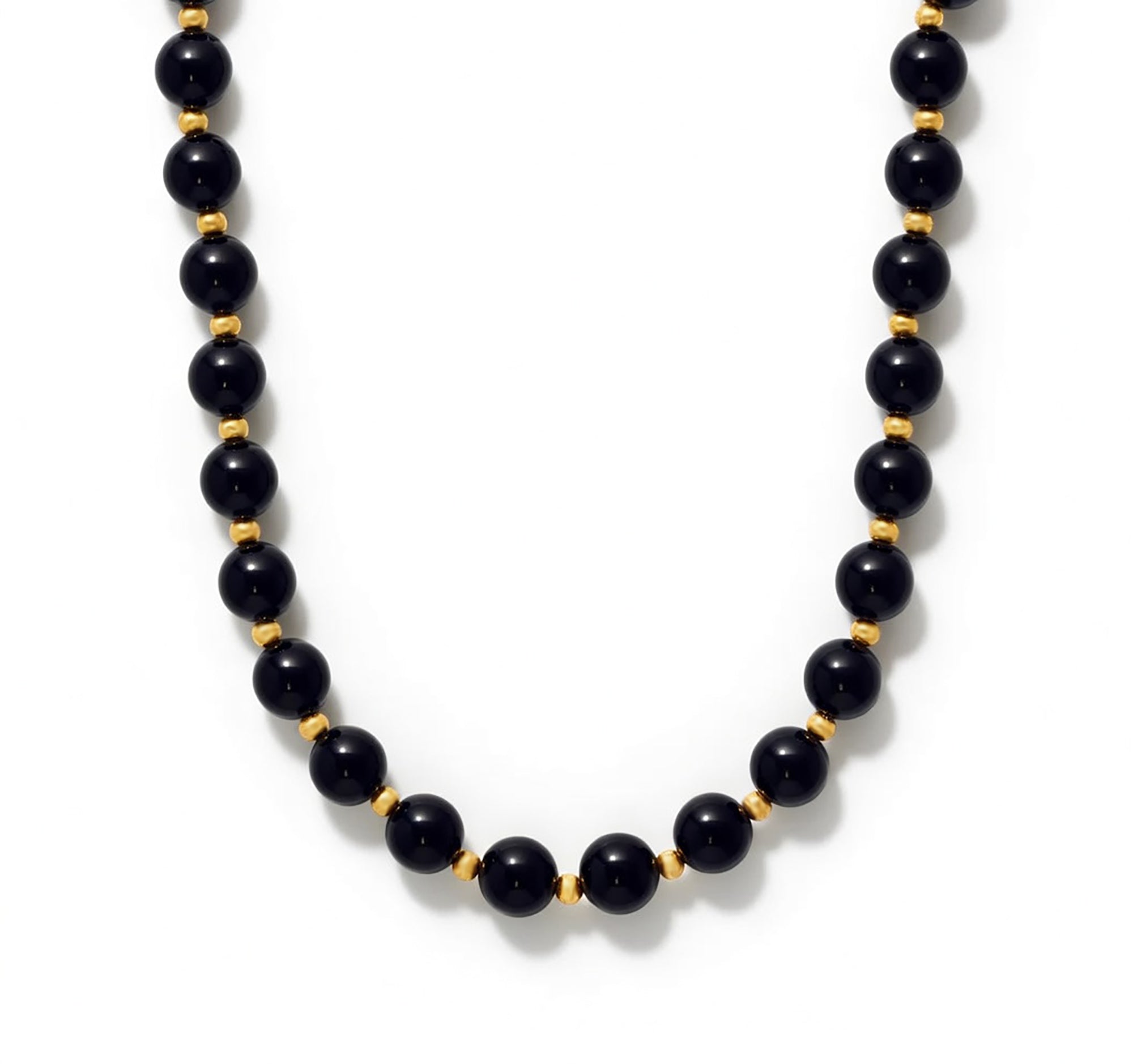 Polished black onyx and 14K gold necklace from ISAAC WESTMAN® featuring an elegant 8mm pendant.