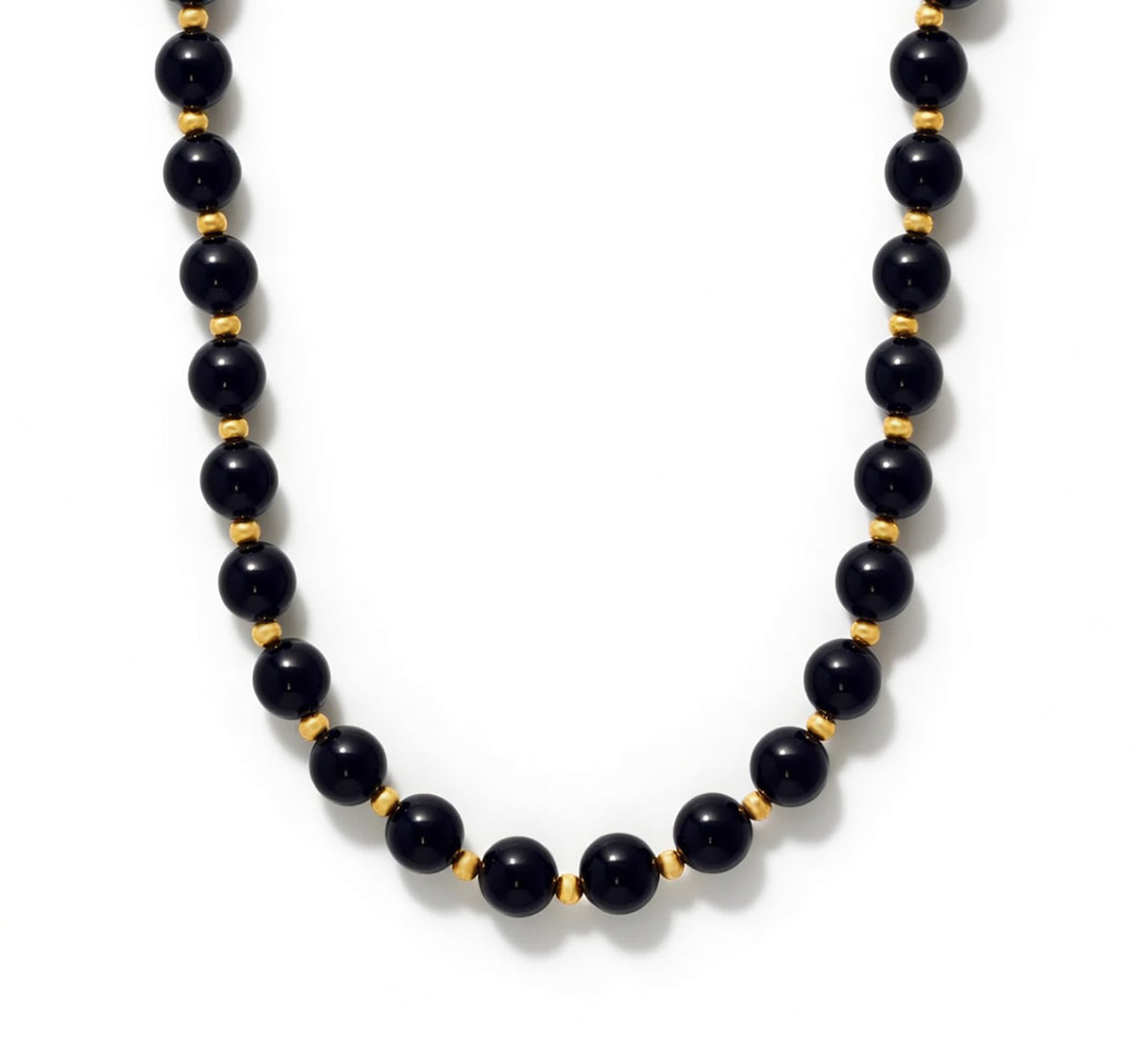 Polished black onyx and 14K gold necklace from ISAAC WESTMAN® featuring an elegant 8mm pendant.