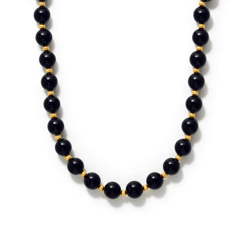 Polished black onyx and 14K gold necklace from ISAAC WESTMAN® featuring an elegant 8mm pendant.