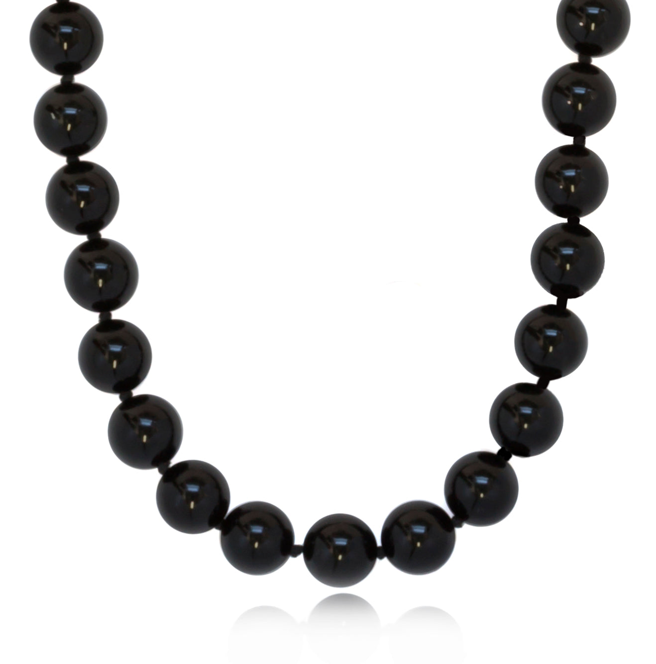8mm Black Onyx Necklace with 925 Sterling Silver Clasp