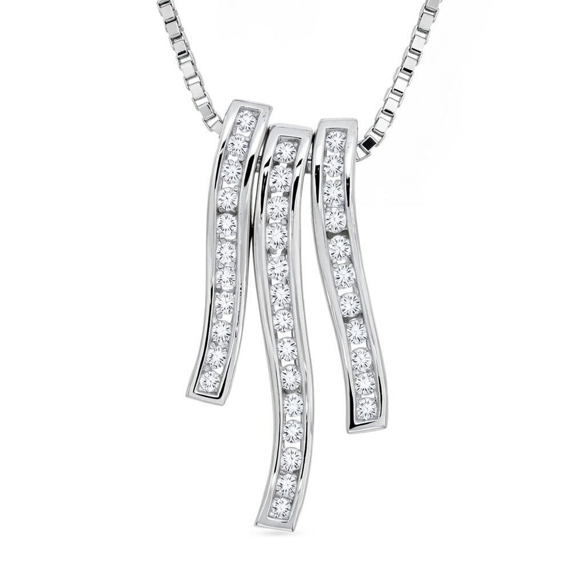 ISAAC WESTMAN® Diamond Cascade Trio Pendant featuring sparkling diamond accents on a sleek pendant chain.