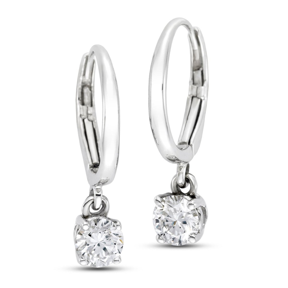 Elegant 1.0 Ctw solitaire diamond dangle earrings by ISAAC WESTMAN featuring sparkling diamonds and delicate design.