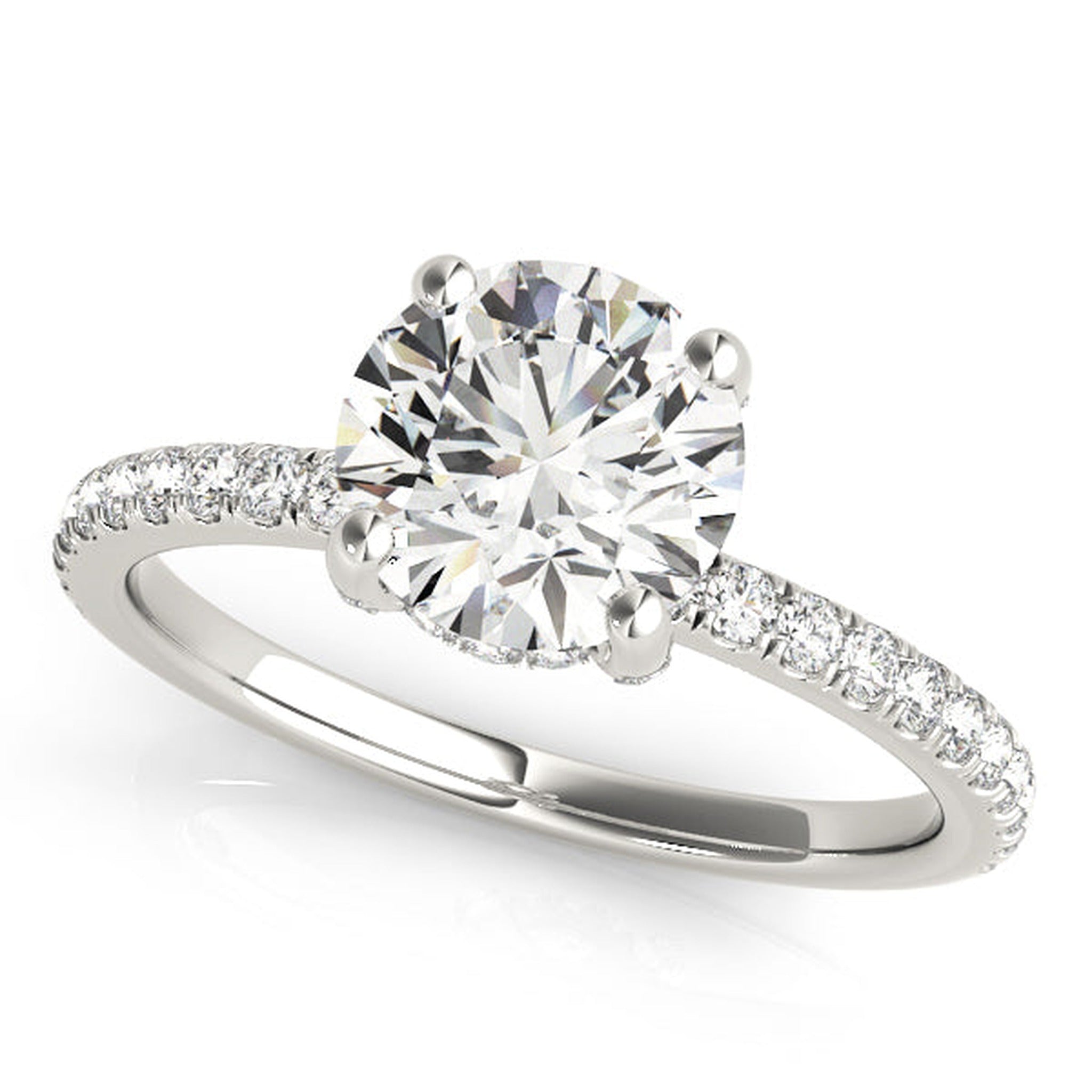 Isaac Westman® diamond engagement ring with hidden halo and sparkling center stone, elegant and detailed bridal jewelry.