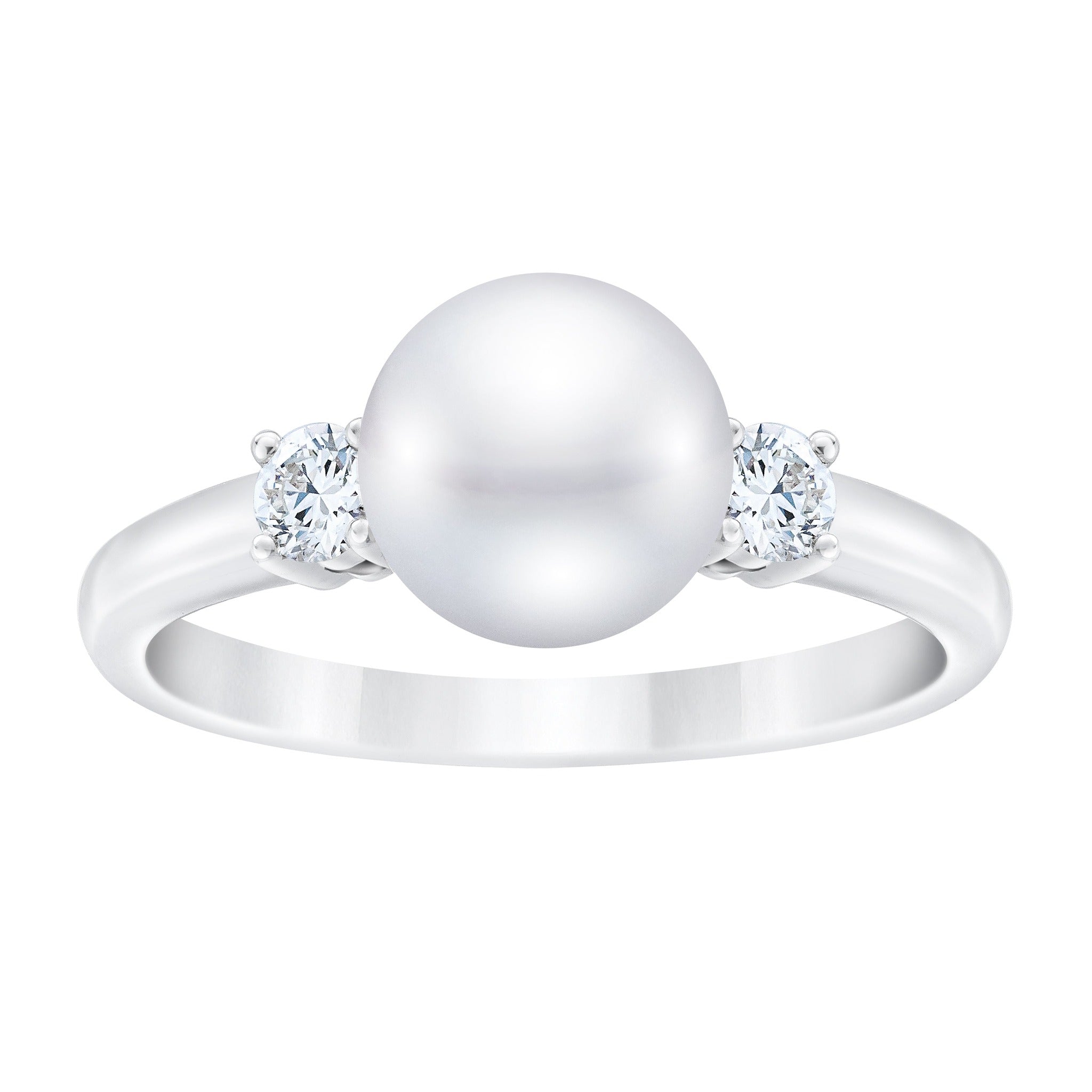Diamond and freshwater pearl ring by ISAAC WESTMAN featuring a sparkling diamond and lustrous pearl on a sleek band.