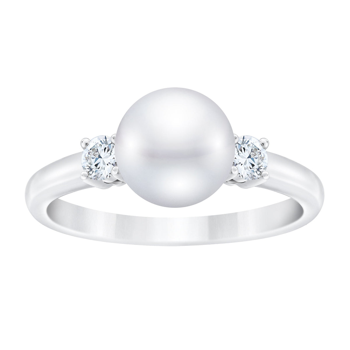 Diamond and freshwater pearl ring by ISAAC WESTMAN featuring a sparkling diamond and lustrous pearl on a sleek band.