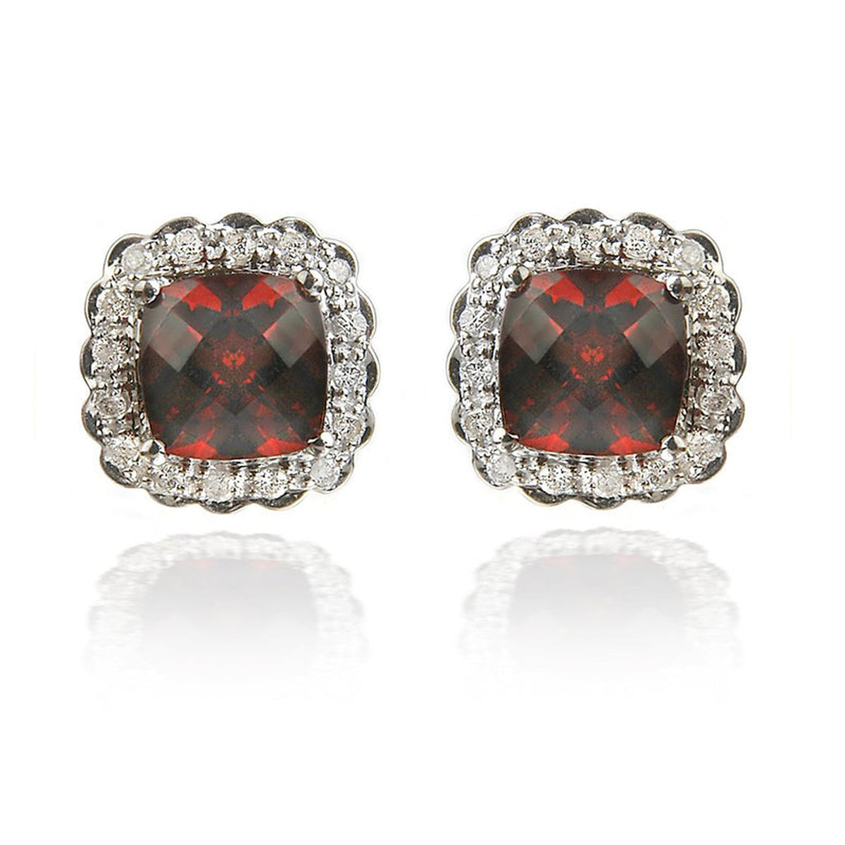 ISAAC WESTMAN® Garnet and diamond earrings featuring deep red garnets and sparkling diamonds in elegant earring design.