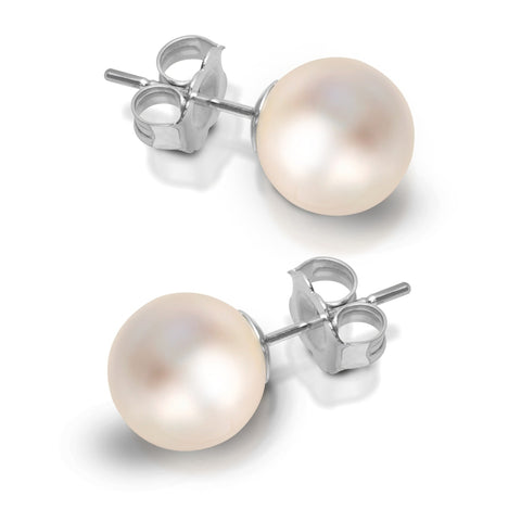 Japanese Akoya pearl stud earrings with high luster and AAA quality from ISAAC WESTMAN®, perfect for women and girls.