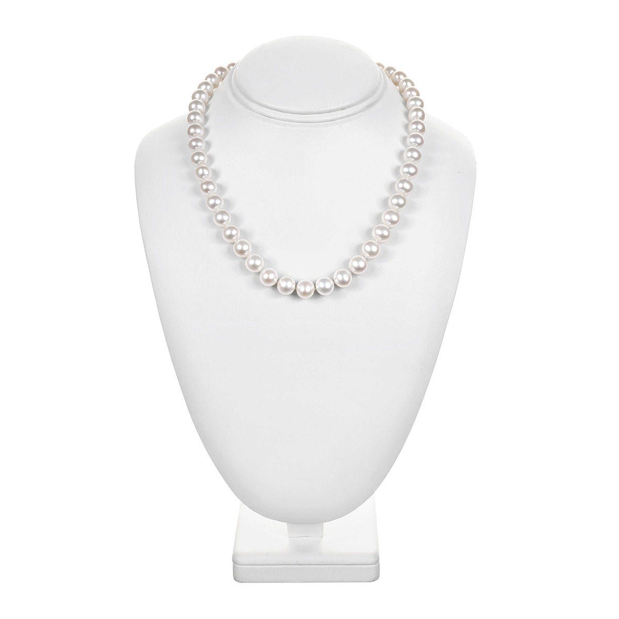 ISAAC WESTMAN® freshwater pearl strand necklace with 8-9mm lustrous pearls, elegant and classic jewelry piece.