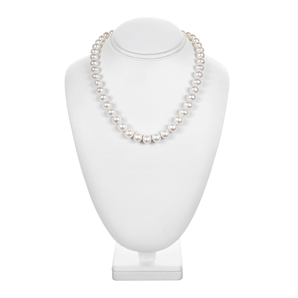 ISAAC WESTMAN® freshwater pearl strand necklace with 8-9mm lustrous pearls, elegant and classic jewelry piece.