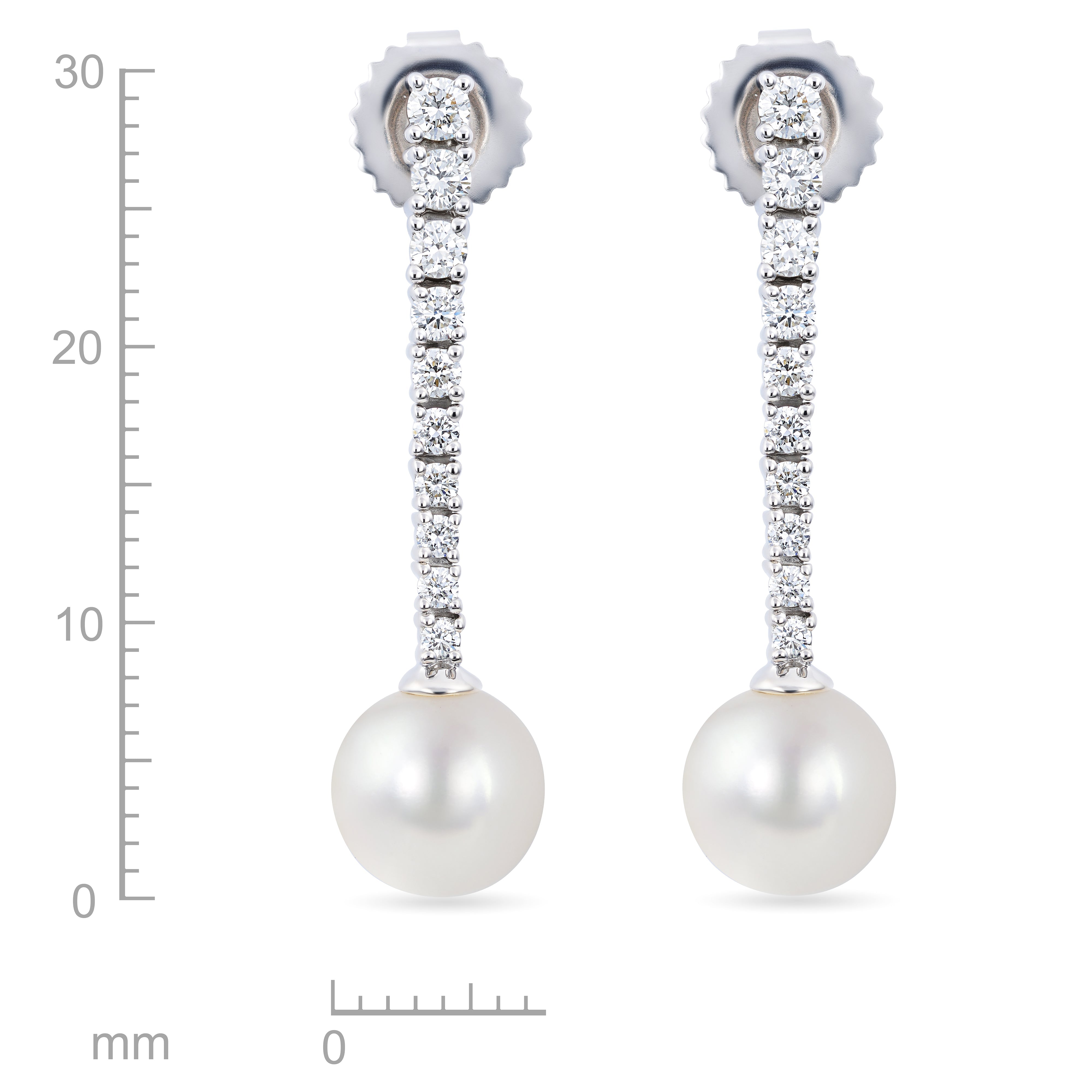 Diamond & Freshwater Pearl Dangle Earrings