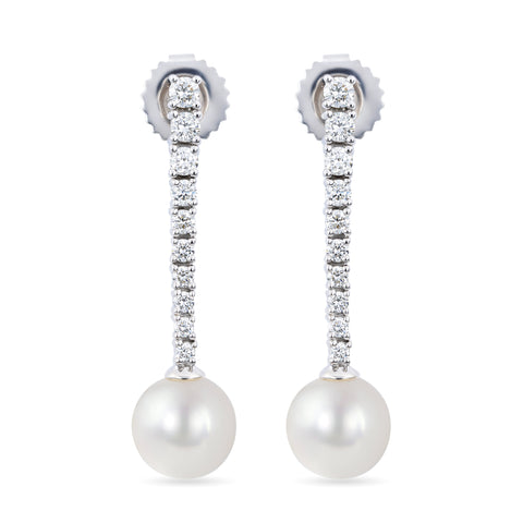 Diamond & Freshwater Pearl Dangle Earrings