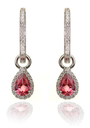 Pink Tourmaline & 0.33 CTTW Diamond Earrings - Isaac Westman - 1