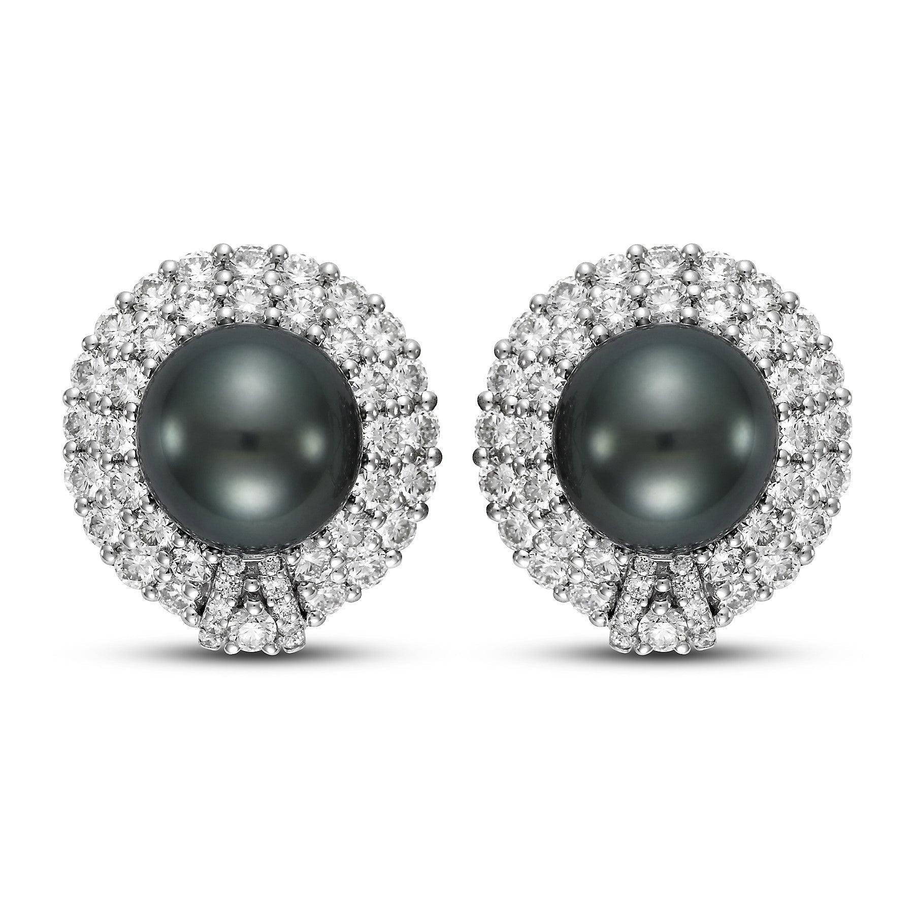 Black Tahitian Pearl & 3.1 CTTW Diamond Earrings - Isaac Westman - 1