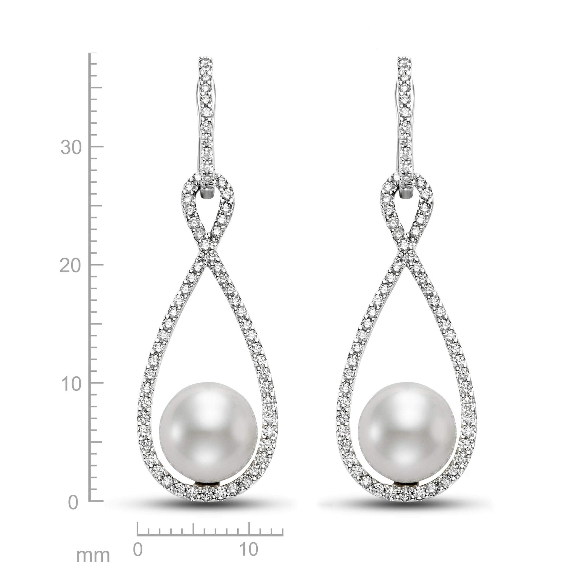ISAAC WESTMAN® Luminance 14K white gold freshwater pearl and diamond dangle earrings with elegant design