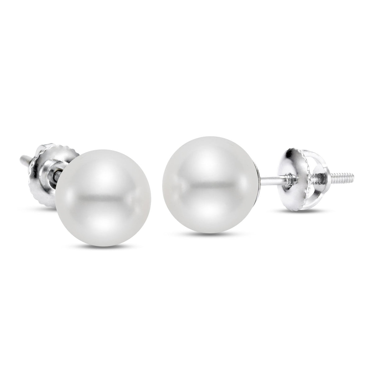 White South Sea Cultured Pearl Stud Earrings in 14K White Gold - Isaac Westman - 1