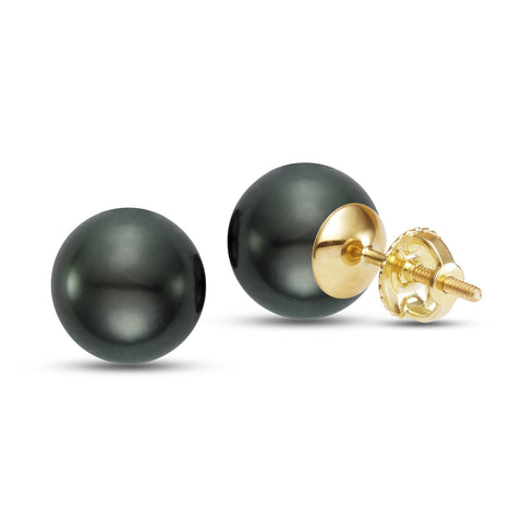14K Gold Black Tahitian Pearl Stud Earrings - Isaac Westman - 3