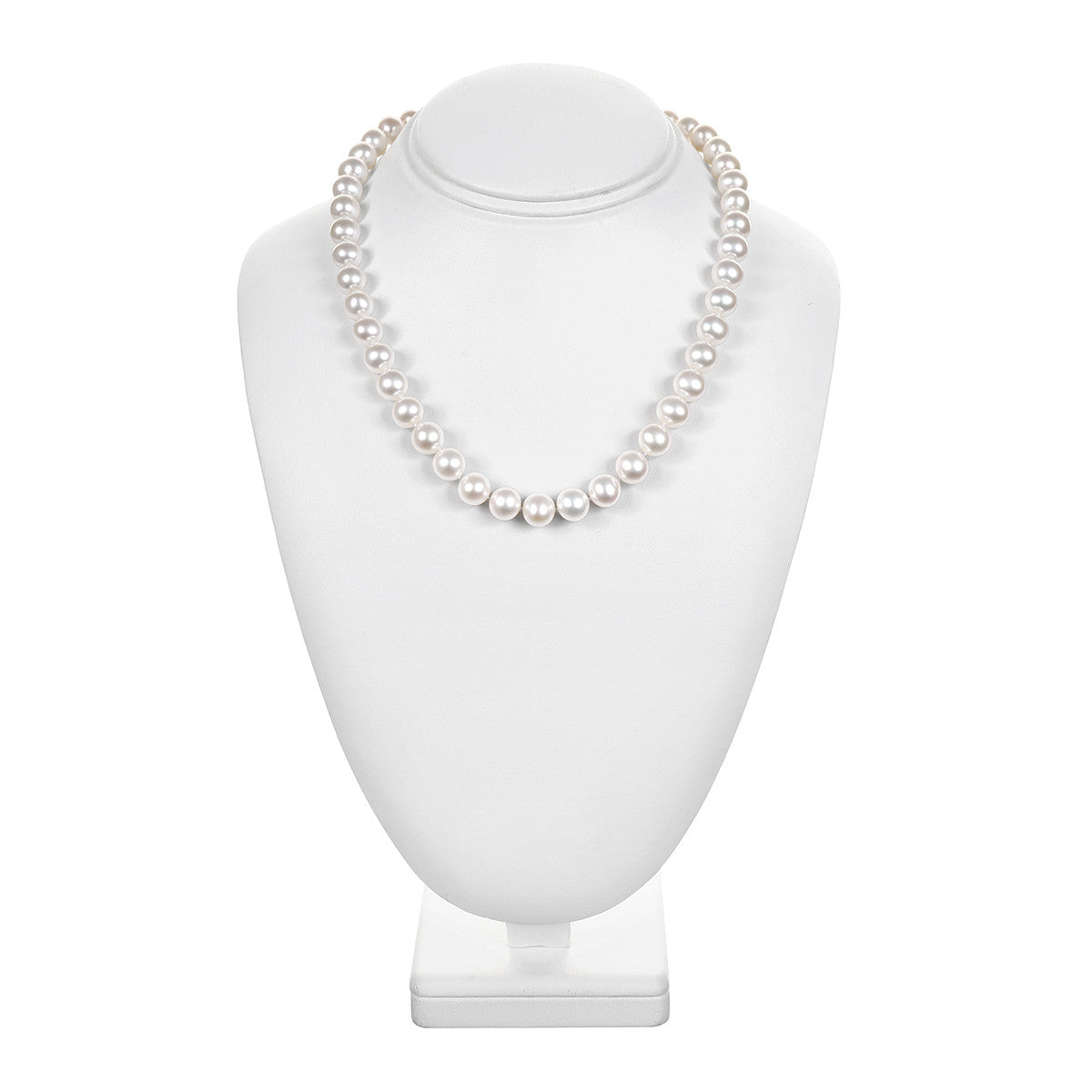 8.5 - 9.5mm Cultured White Freshwater Pearl Necklace, 18", AAA High Luster, 14K Yellow Gold - Isaac Westman - 1