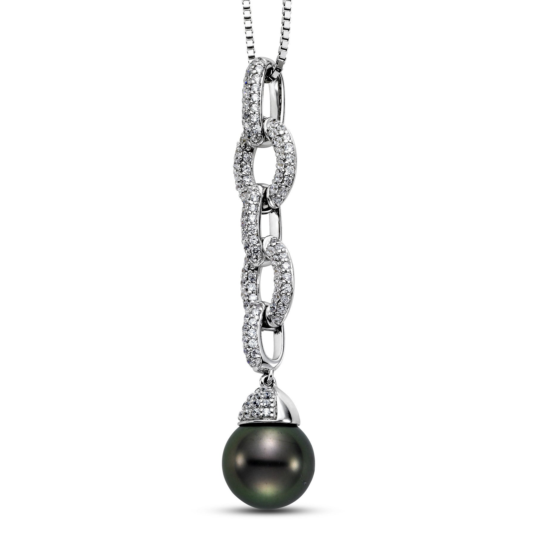 Black Tahitian Pearl & Diamond Pendant - Isaac Westman - 2