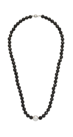 Freshwater Pearl & Faceted Black Onyx Choker Necklace