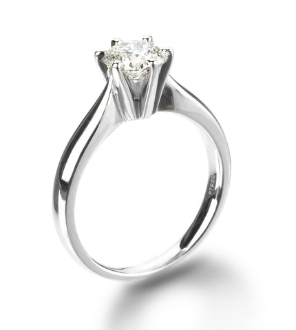 1ct Solitaire Diamond Six-Prong Platinum Engagement Ring