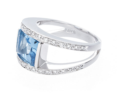 Diamond & Blue Topaz Gold Ring - Isaac Westman - 2