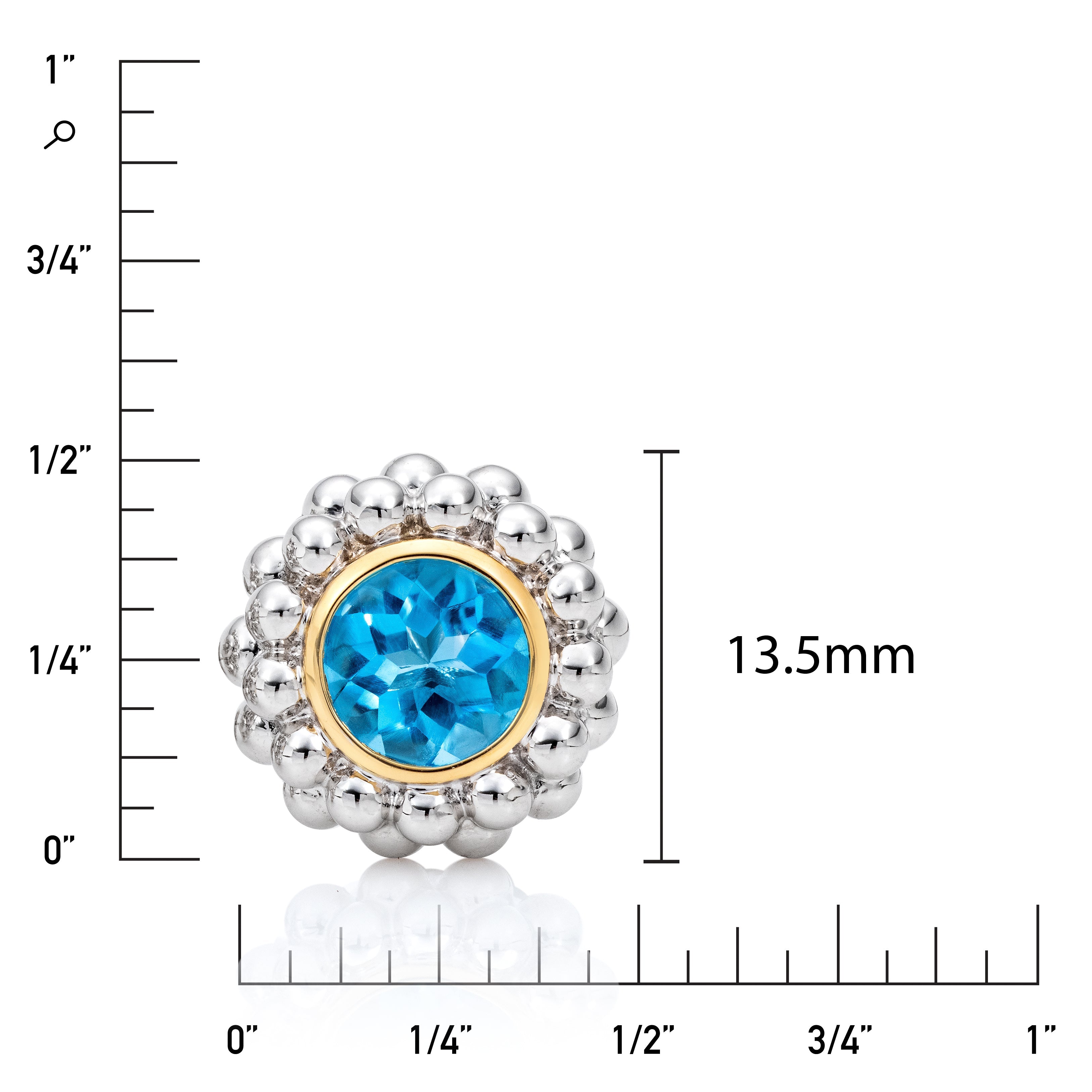 Exquisite Swiss Blue Topaz Stud Earrings with Beaded 14K White Gold Setting | ISAAC WESTMAN®