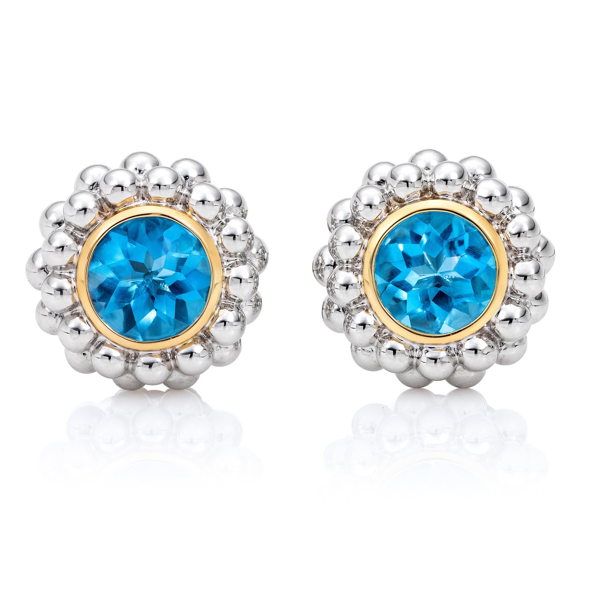 Vivid Electric Blue Swiss Topaz Gems with Luxurious Beaded Setting – Fine Jewelry Masterpiece