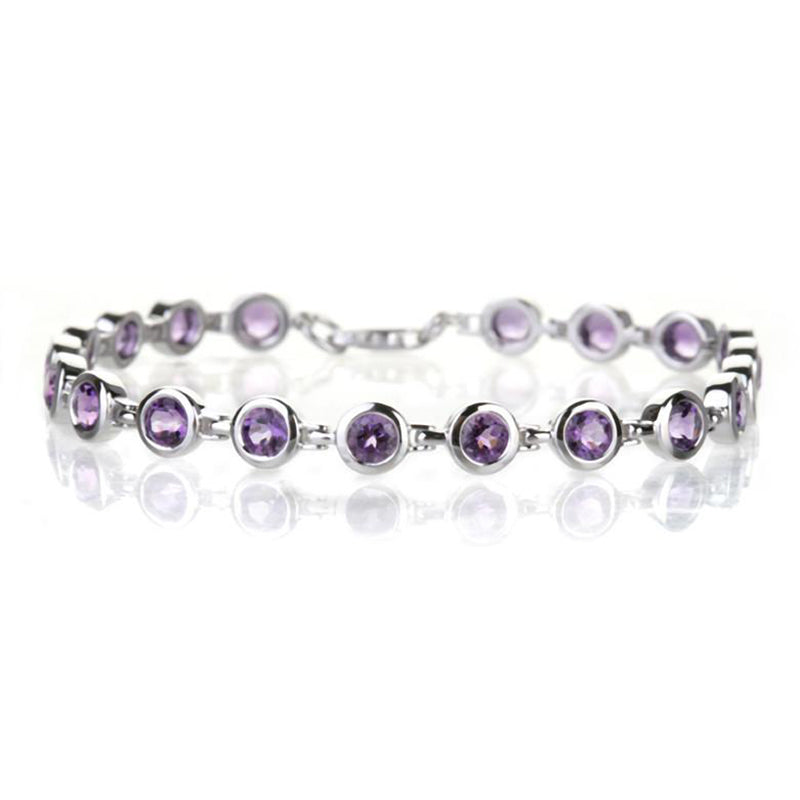 14k white gold amethyst gemstone bracelet