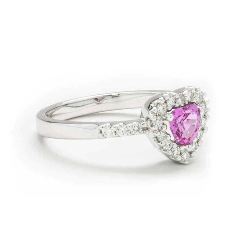 Pink Sapphire Heart & Diamond Ring
